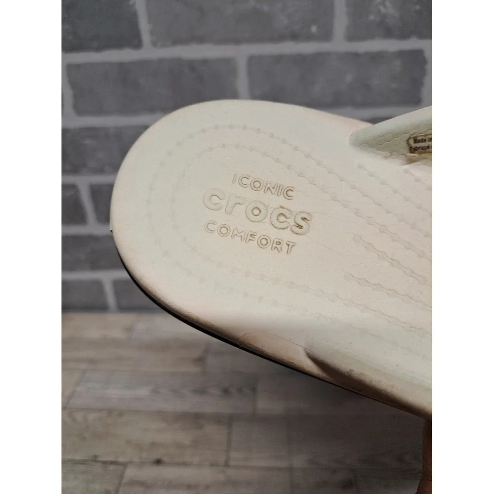 Crocs Crocband Flip Flops‎ Sandals Outdoor Women's White Size 9